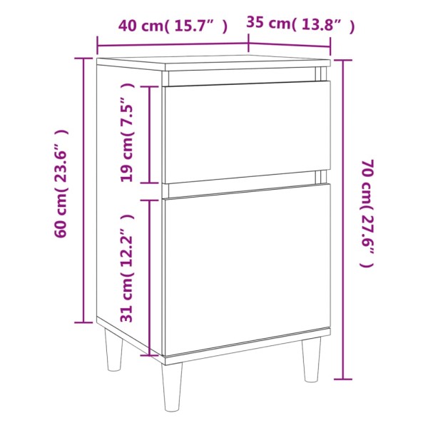 vidaxL Mesitas de noche blancas 2 uds 40x35x70 cm