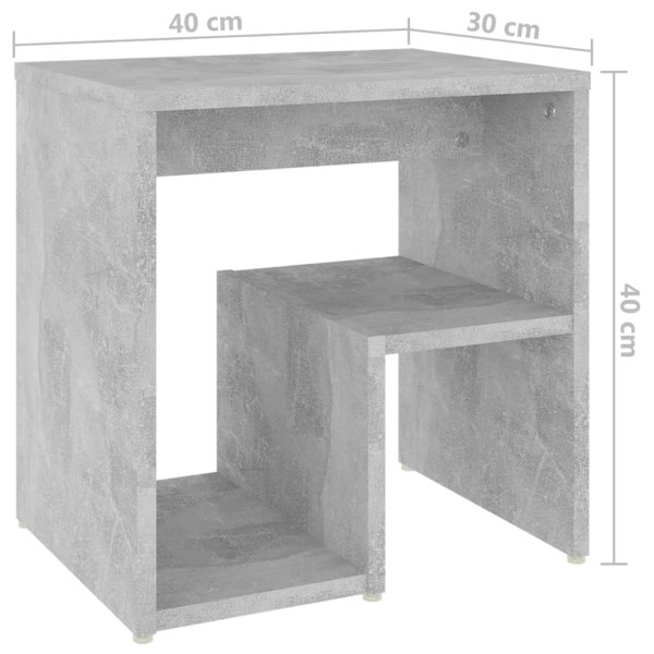 Mesita de noche madera contrachapada gris hormigón 40x30x40 cm