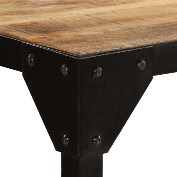 Mesa de comedor madera maciza de mango rugosa y acero 120 cm