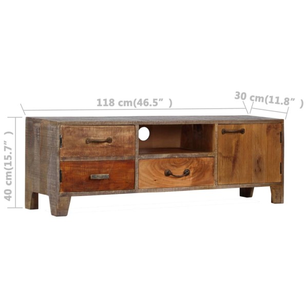 Mueble para TV de madera maciza vintage 118x30x40 cm