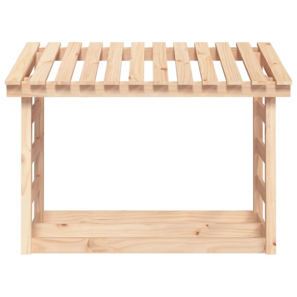 Leñero de madera maciza de pino 108x64,5x78 cm