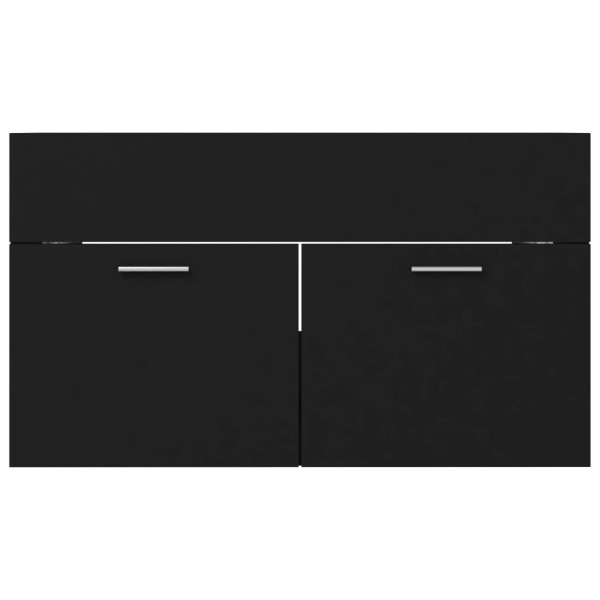 Armario para lavabo madera contrachapada negro 80x38,5x46 cm