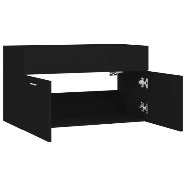 Armario para lavabo madera contrachapada negro 80x38,5x46 cm