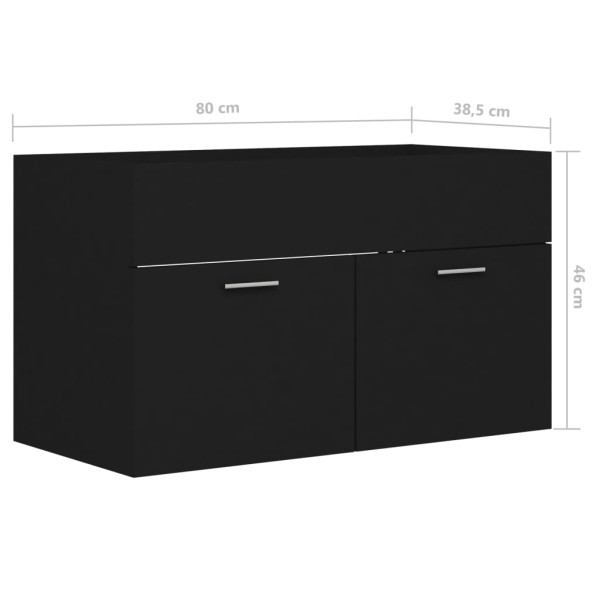 Armario para lavabo madera contrachapada negro 80x38,5x46 cm