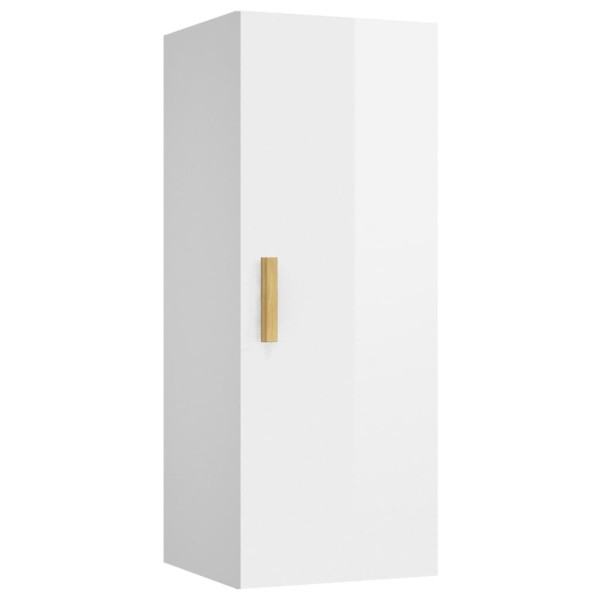 Armario pared madera contrachapada blanco brillo 34,5x34x90 cm