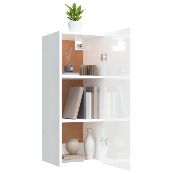 Armario pared madera contrachapada blanco brillo 34,5x34x90 cm