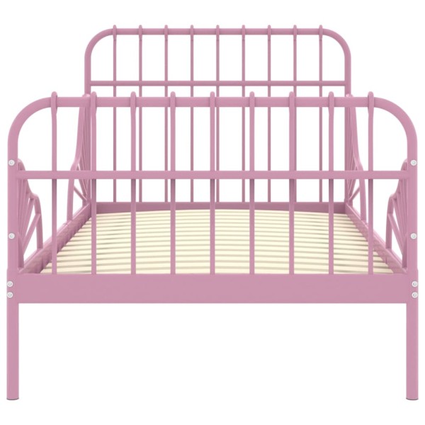 Estructura de cama extensible metal rosa 80x130/200 cm