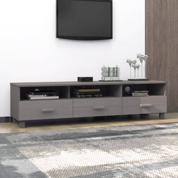 Mueble de TV HAMAR madera maciza de pino gris claro 158x40x40