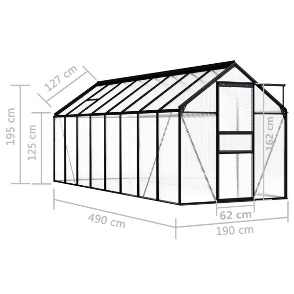 Invernadero de aluminio gris antracita 9,31 m²