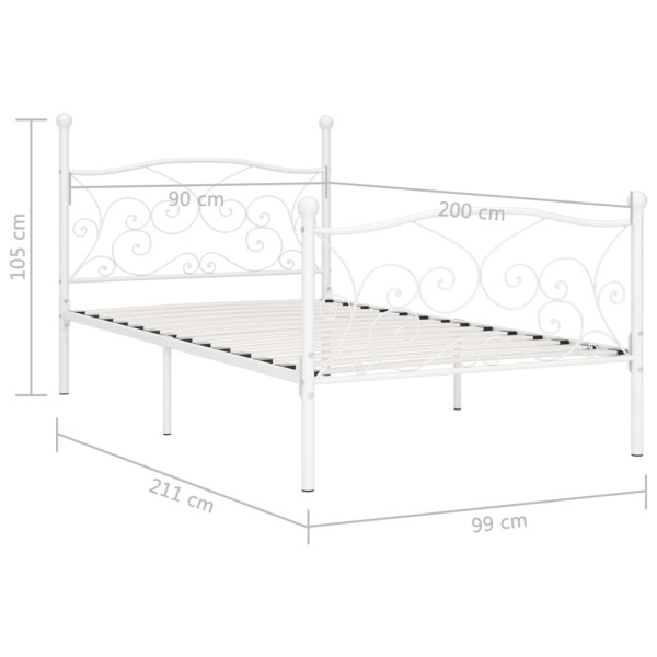 Estructura de cama con somier metal blanco 90x200 cm