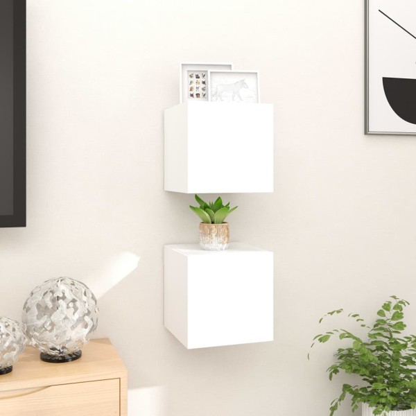 Muebles de pared para TV 2 uds blanco 30,5x30x30 cm