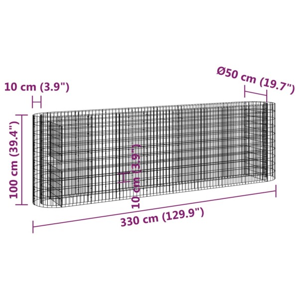 Arriate de gaviones de hierro galvanizado 330x50x100 cm