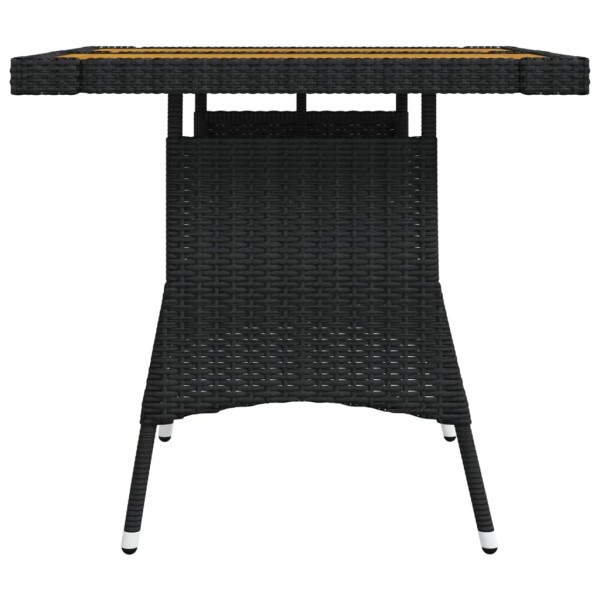 Mesa de jardín ratán sintético y acacia maciza negro 70x70x72cm