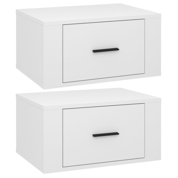 Mesitas de noche de pared 2 uds blanco brillante 50x36x25 cm