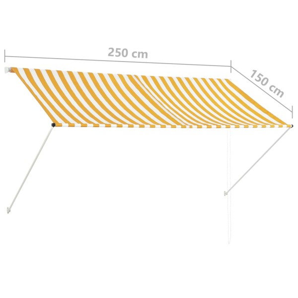 Toldo retráctil 250x150 cm amarillo y blanco