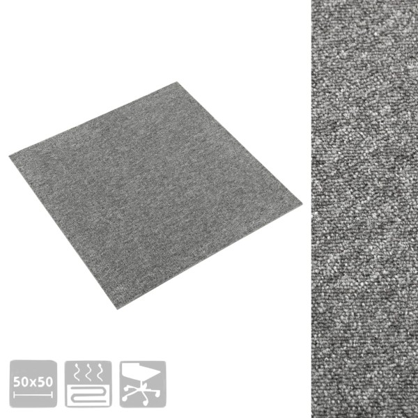 Baldosas de suelo de moqueta 20 uds 5 m² 50x50 cm gris