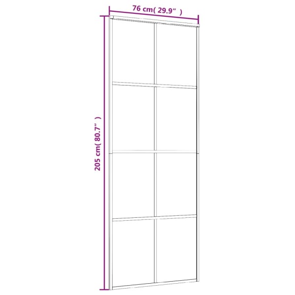 Puerta corredera aluminio y vidrio ESG negra 76x205 cm