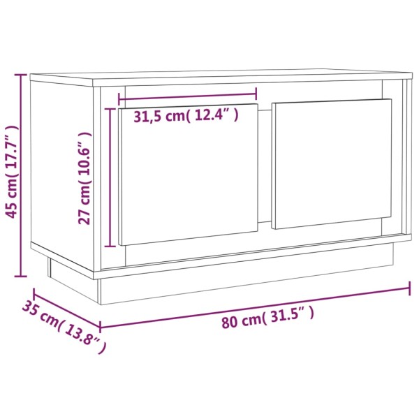 Mueble de TV madera contrachapada blanco 80x35x45 cm