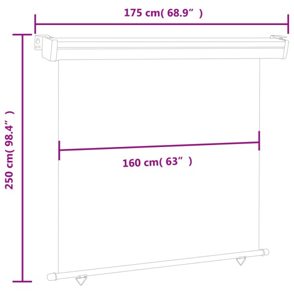 Toldo lateral de balcón marrón 175x250 cm