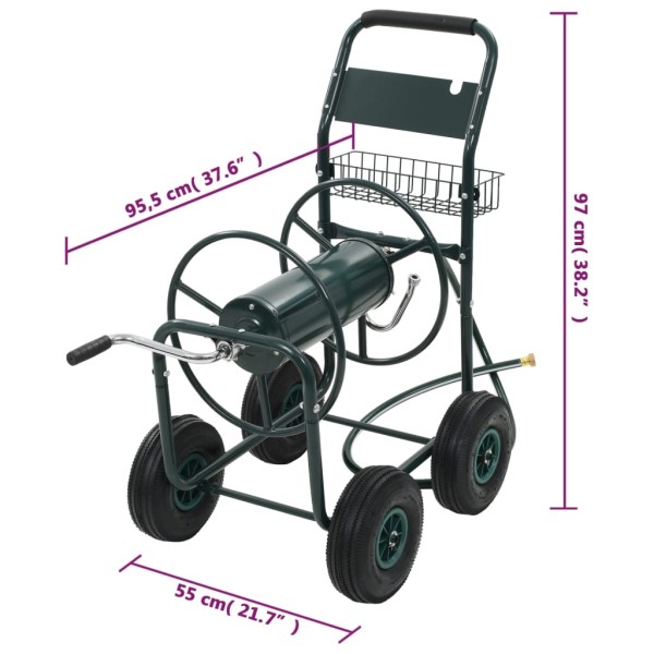 Carrito de manguera para jardín conector de 1/2" acero 75 m