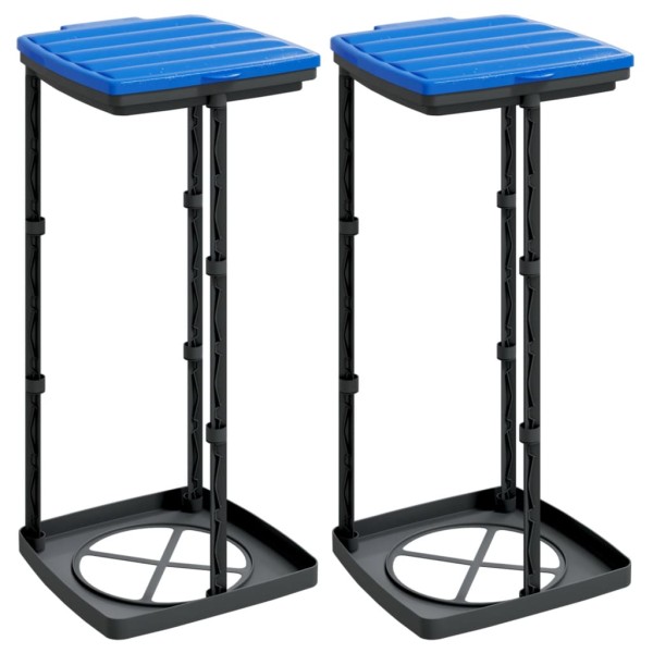 Soportes para bolsas de basura 2 uds PP negro y azul 60 L