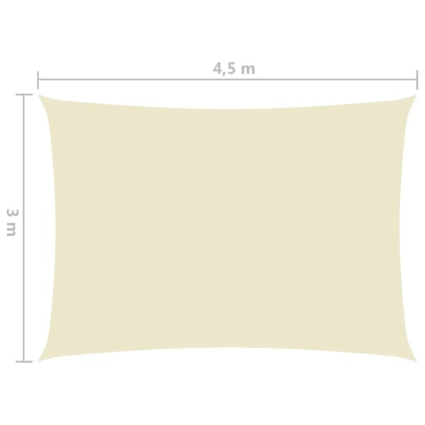 Toldo de vela rectangular tela Oxford color crema 3x4,5 m