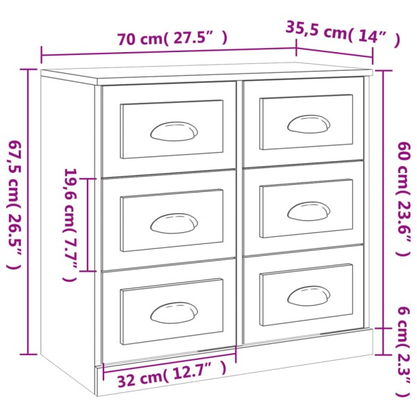 Aparador de madera contrachapada blanco 70x35,5x67,5 cm