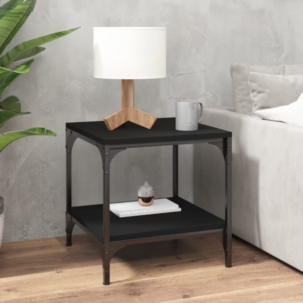 Mesa auxiliar de madera contrachapada negro 40x40x40 cm