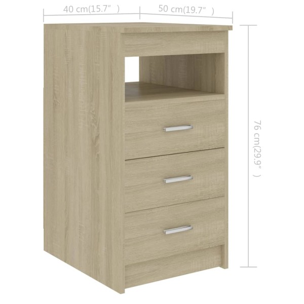 Cajonera de madera contrachapada color roble Sonoma 40x50x76 cm