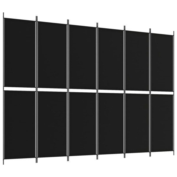 Biombo divisor de 6 paneles de tela negro 300x220 cm