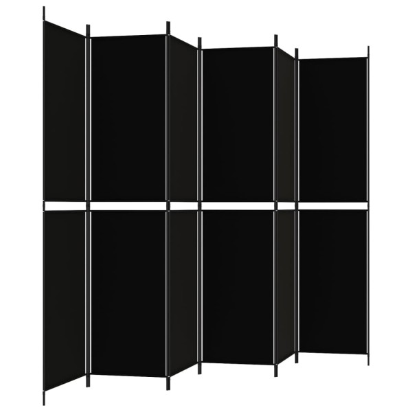 Biombo divisor de 6 paneles de tela negro 300x220 cm