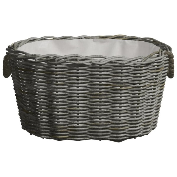 Cesta para leña con asas de transporte sauce gris 60x40x28 cm