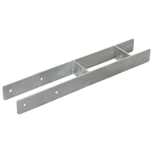 Anclajes de valla 6 uds acero galvanizado plateado 9x6x60 cm