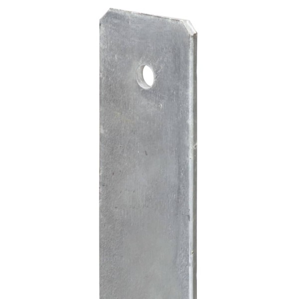 Anclajes de valla 6 uds acero galvanizado plateado 9x6x60 cm