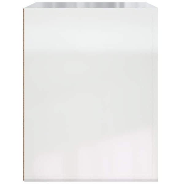 Mesita de noche de pared blanco brillante 50x36x47 cm