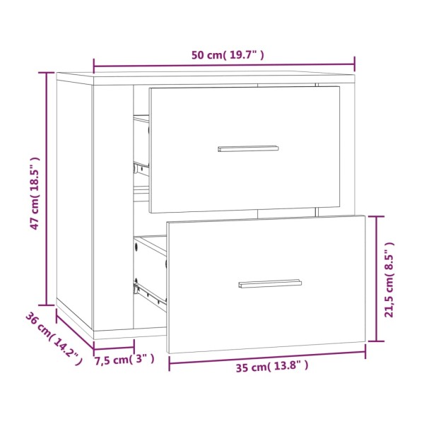 Mesita de noche de pared blanco brillante 50x36x47 cm