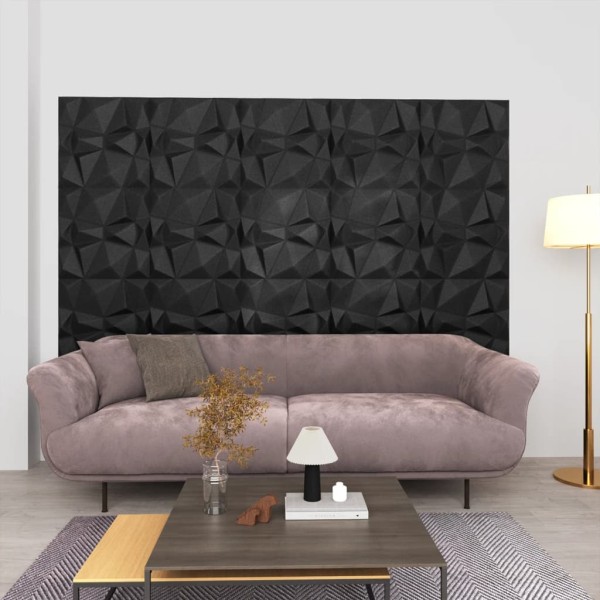 Paneles de pared 3D 12 unidades 50x50 cm negro diamante 3 m²