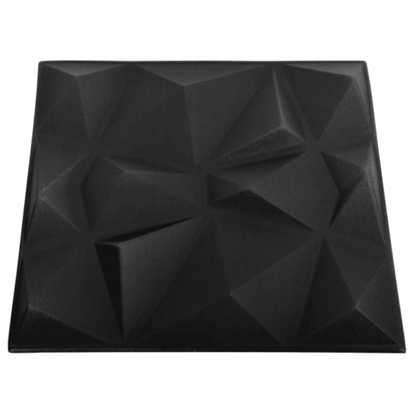 Paneles de pared 3D 12 unidades 50x50 cm negro diamante 3 m²