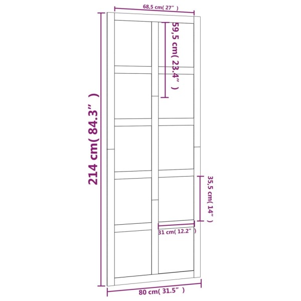 Puerta de granero madera maciza pino blanca 80x1,8x214 cm