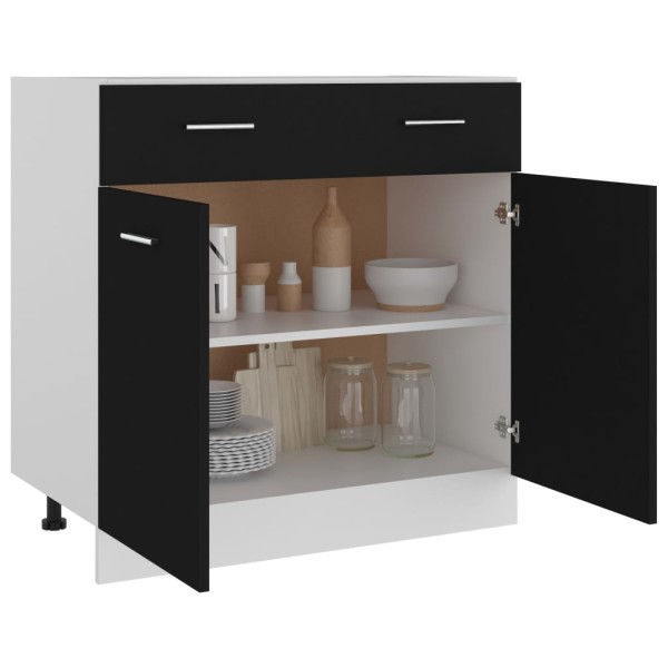 Mueble inferior de cocina madera ingeniería negro 80x46x81,5 cm