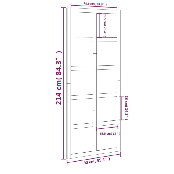 Puerta de granero madera maciza pino blanca 90x1,8x214 cm