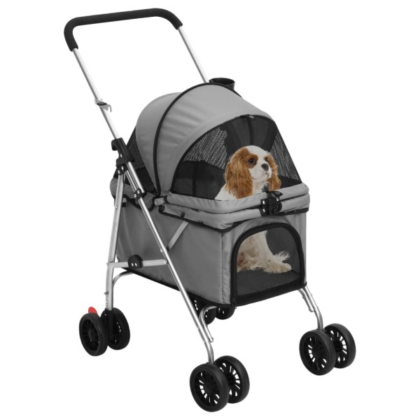 Cochecito para perros plegable tela oxford gris 76x50x100 cm