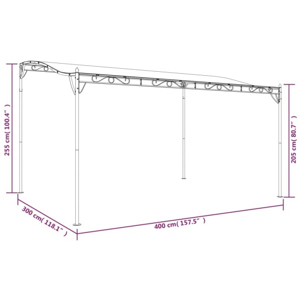 Toldo acero y tela gris antracita 4x3 m 180 g/m²