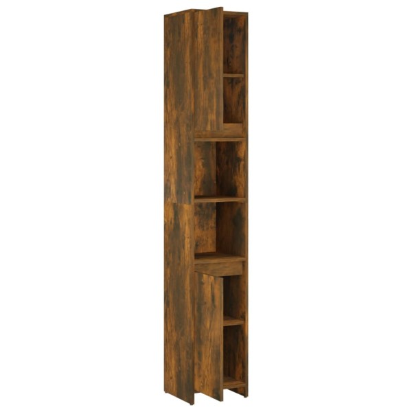 Armario baño madera contrachapada roble ahumado 30x30x183,5cm