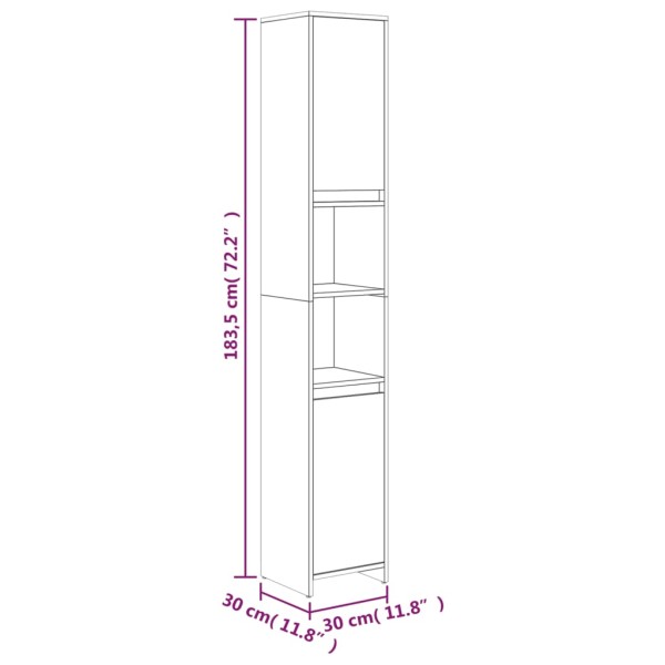 Armario baño madera contrachapada roble ahumado 30x30x183,5cm