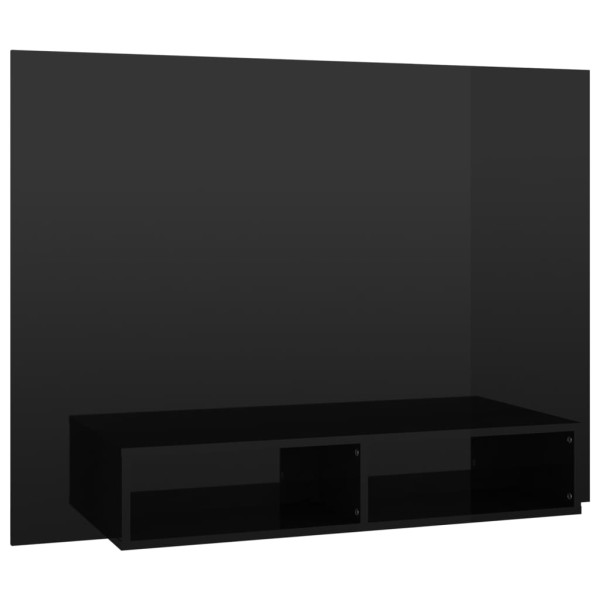 Mueble TV de pared contrachapado negro brillante 120x23,5x90 cm