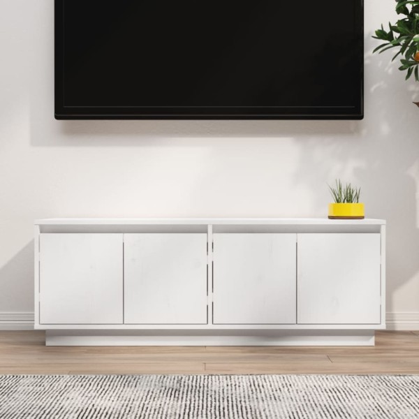 Mueble de TV de madera maciza de pino blanco 110x34x40 cm