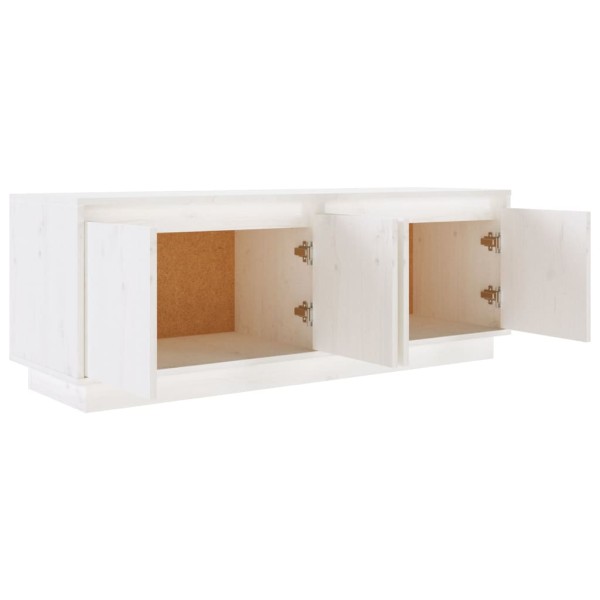 Mueble de TV de madera maciza de pino blanco 110x34x40 cm