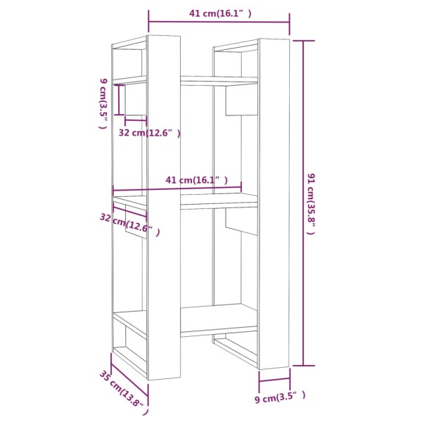 Estantería/divisor de espacios madera maciza pino 41x35x91 cm