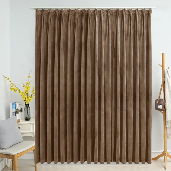 Cortina opaca con ganchos terciopelo beige 290x245 cm